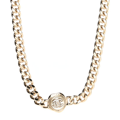 Chanel Pearl Crystal CC Chain Choker Necklace Gold 1 of 5