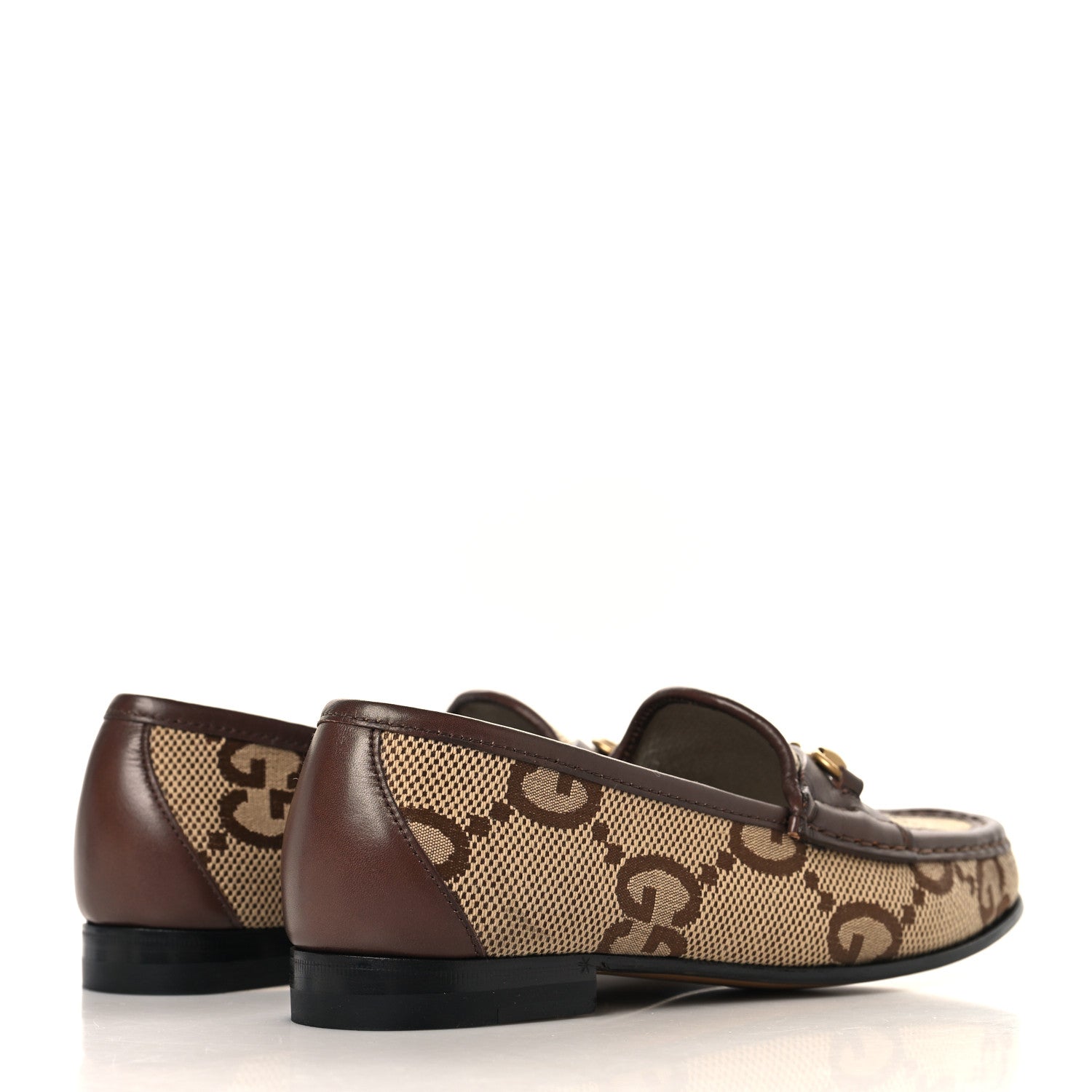 Gucci Monogram Jumbo GG Malaga Kid Horsebit Womens Jordaan Loafers 36.5 Camel Ebony New Acero Beige 5 of 9