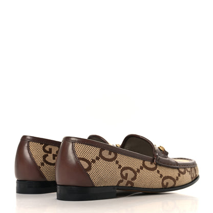 Gucci Monogram Jumbo GG Malaga Kid Horsebit Womens Jordaan Loafers 36.5 Camel Ebony New Acero Beige 5 of 9