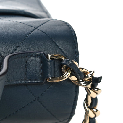 Chanel Calfskin Quilted Small Double Pocket Top Handle Flap Blue 14 of 16