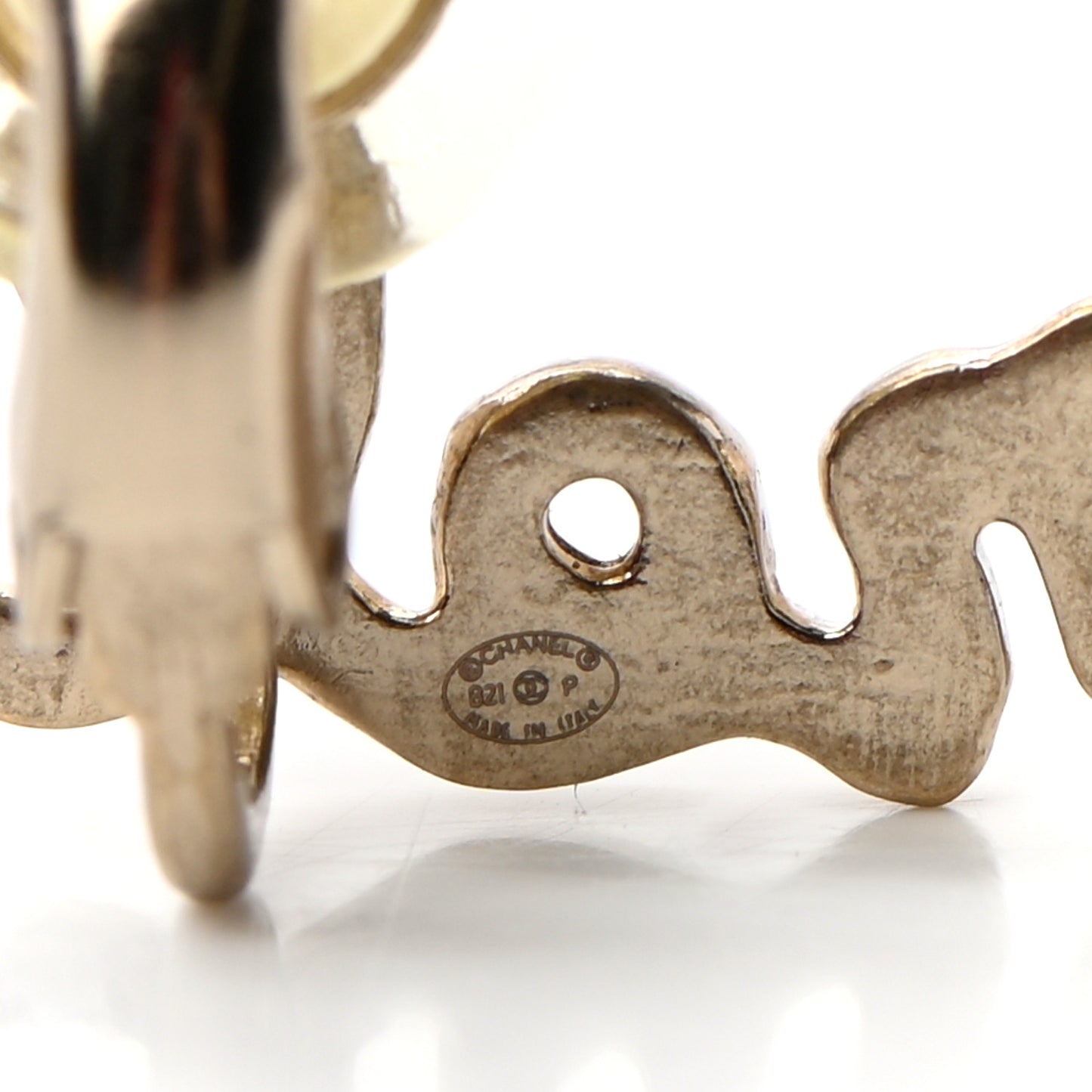 Metal CC Turnlock Climber Clip On Earrings Gold