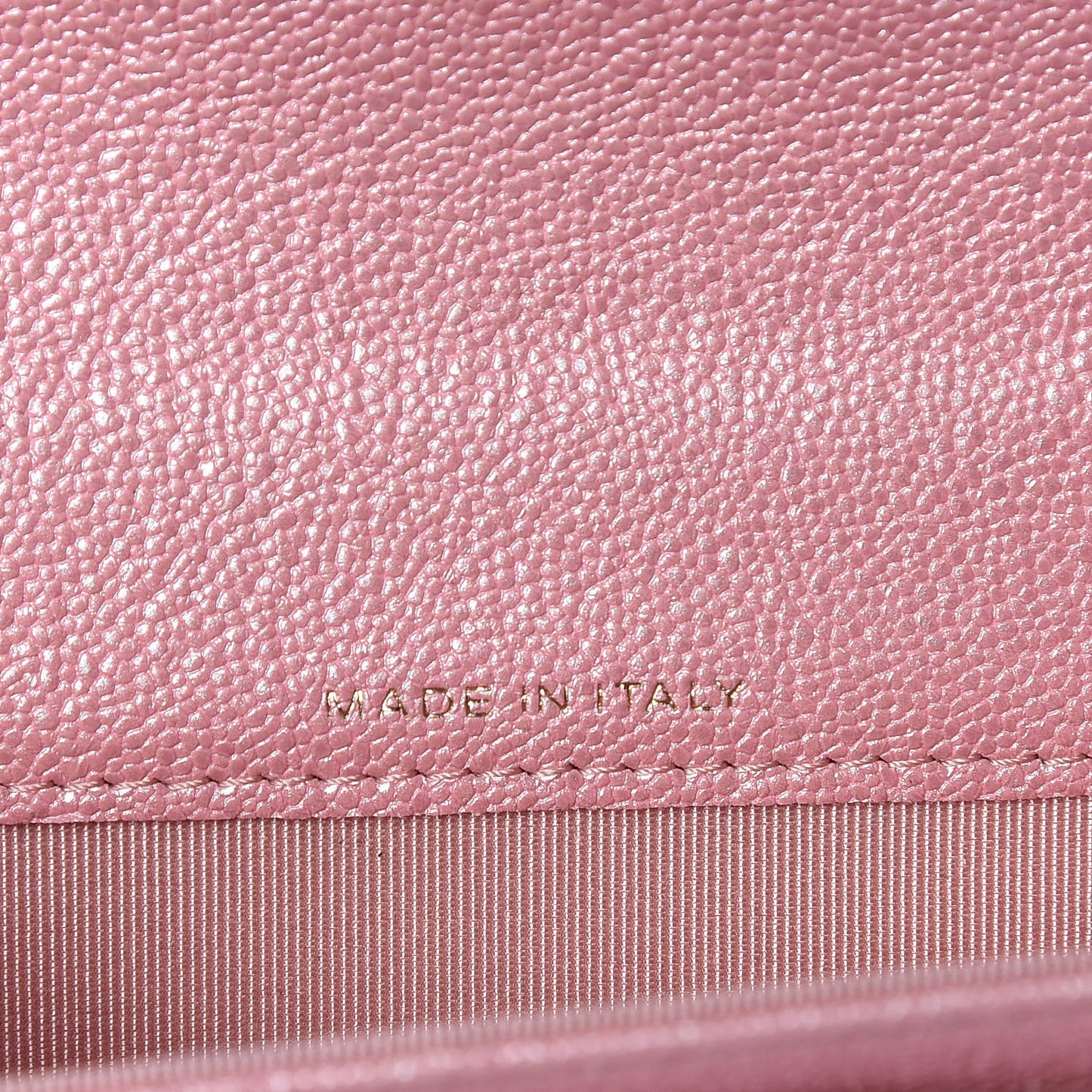 Iridescent Caviar Quilted Flap Card Holder Rose Pink