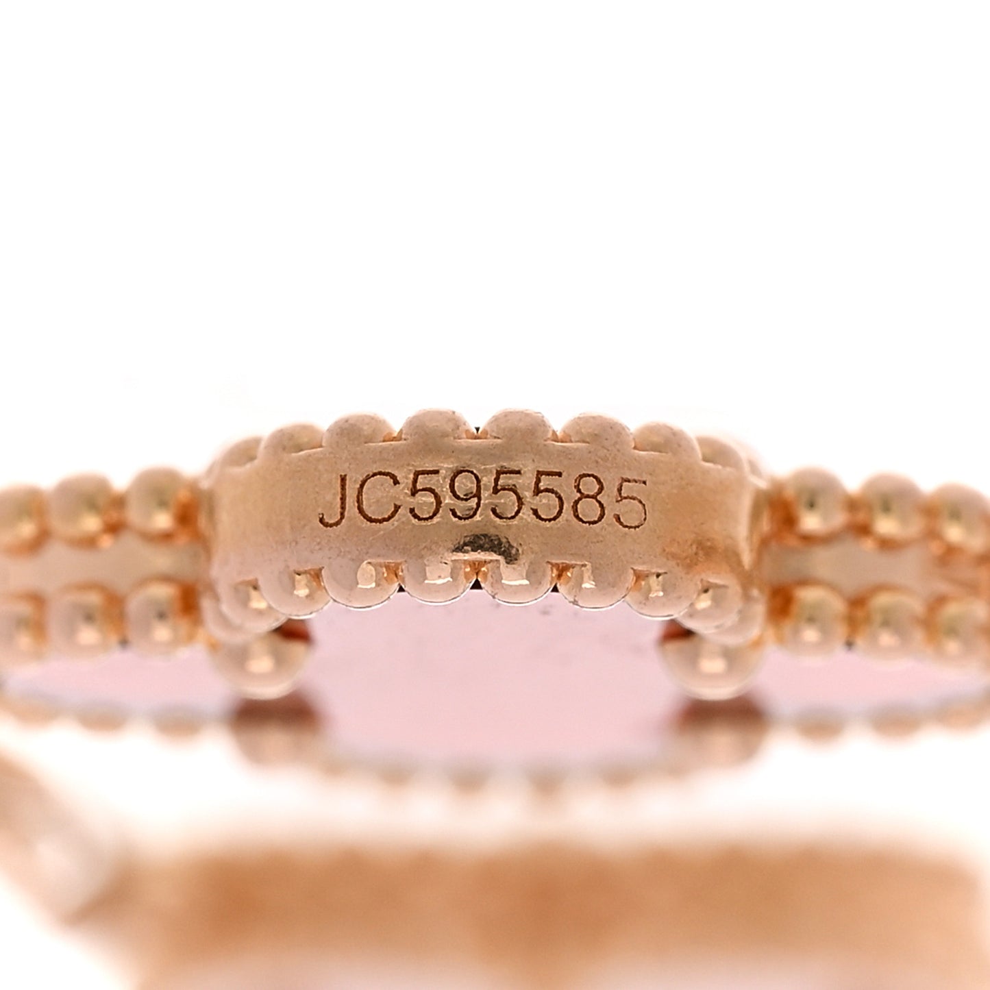 18K Rose Gold Carnelian 5 Motifs Guilloche Vintage Alhambra Bracelet