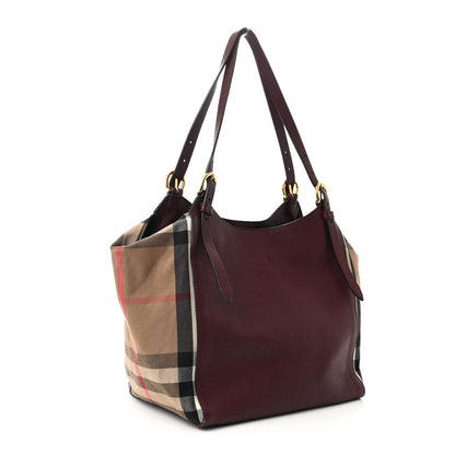 Burberry Grainy Calfskin House Check Small Canterbury Tote Burgundy 3 of 11