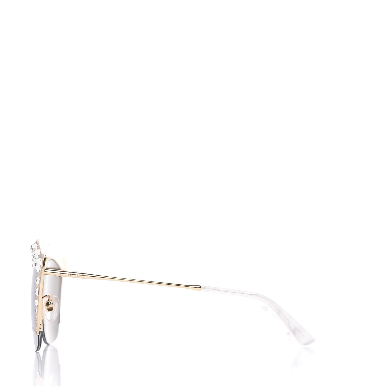 Gucci Metal Crystal Cat Eye Sunglasses GG00114S Gold 6 of 8