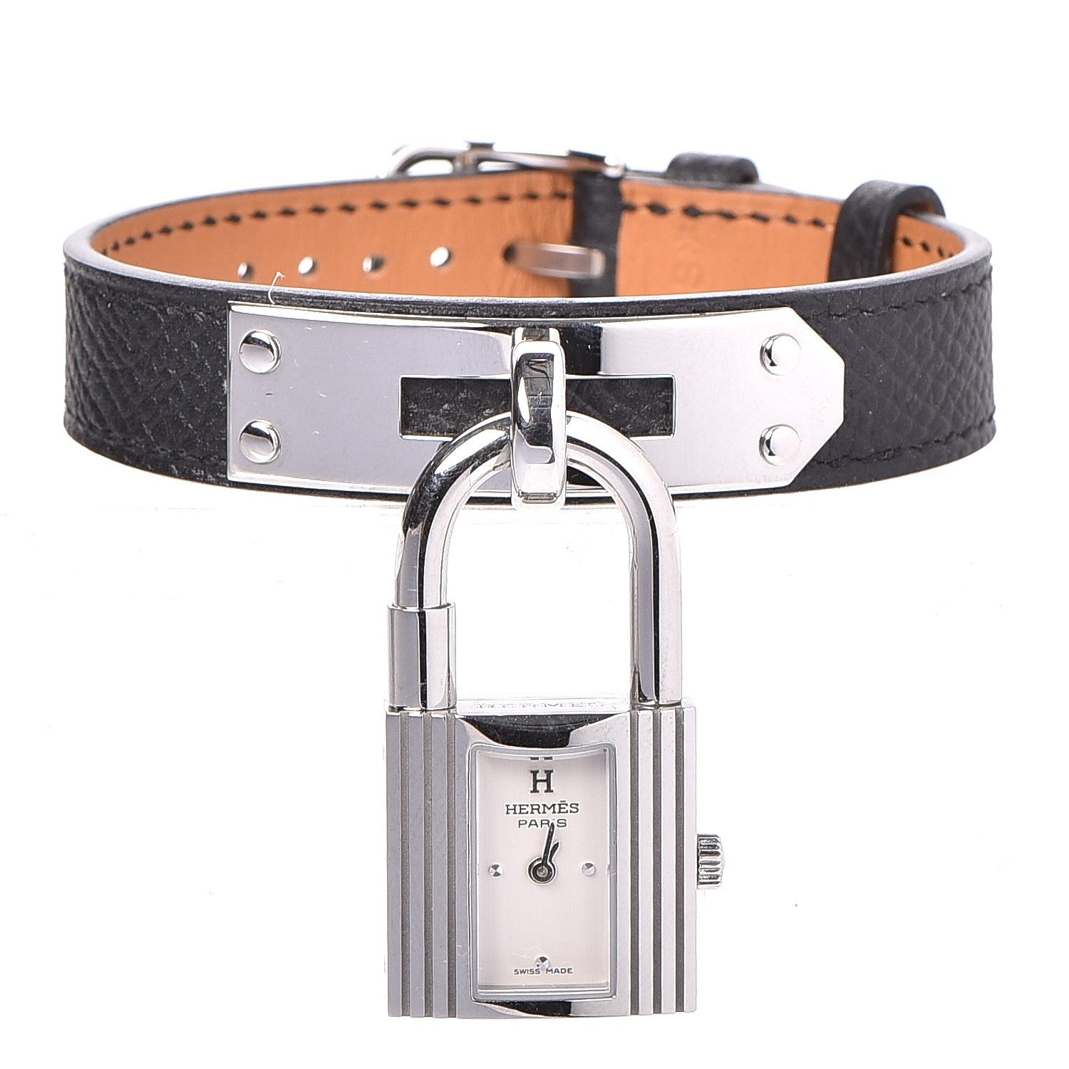 Hermes Stainless Steel Epsom 20mm Kelly Cadena Quartz Watch Noir 1 of 10