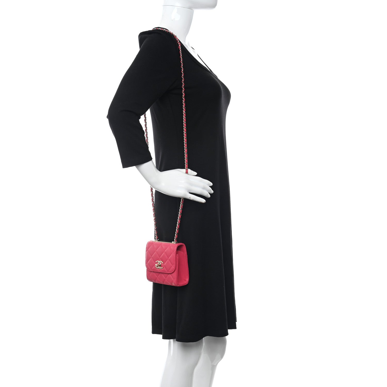 Chanel Lambskin Quilted Mini Trendy CC Clutch With Chain Dark Pink 2 of 10