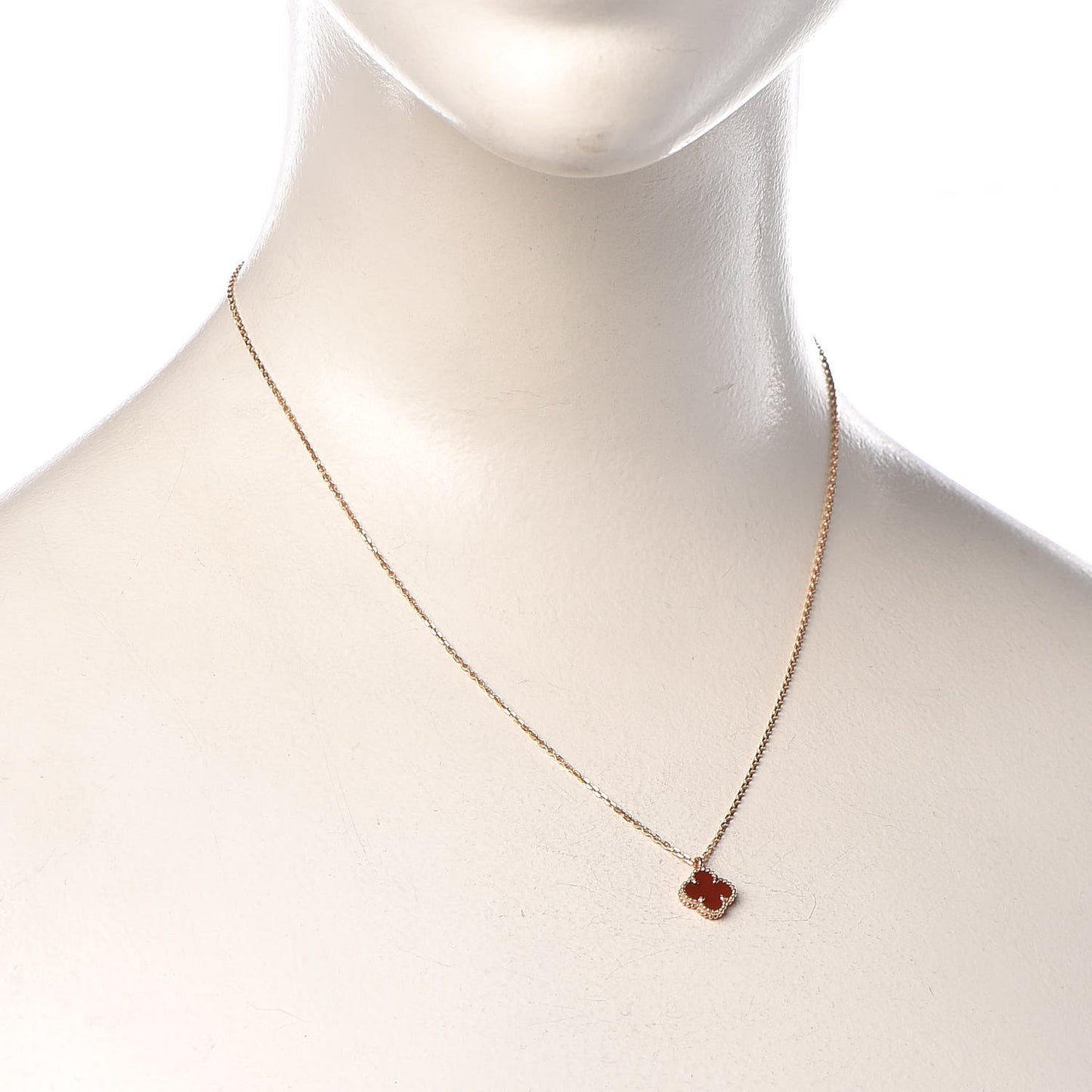 18K Rose Gold Carnelian Sweet Alhambra Pendant Necklace