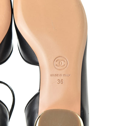 Chanel Lambskin Patent Cap Toe T Strap Flats 36 Black 6 of 7