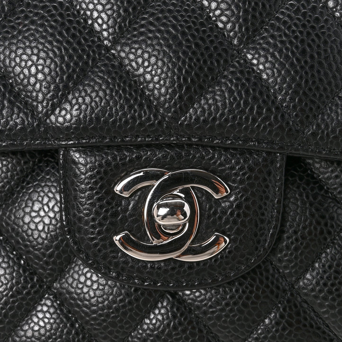 Caviar Quilted Medium Double Flap Black