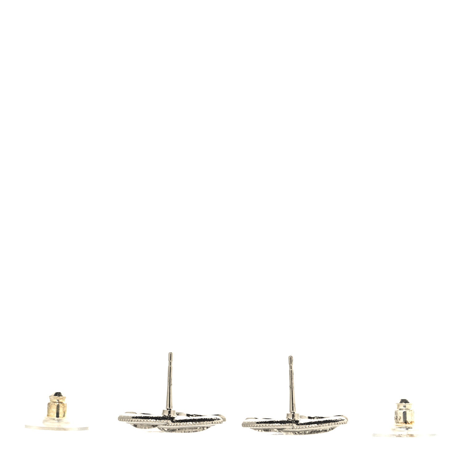 Chanel Crystal Resin CC Earrings Silver 3 of 5