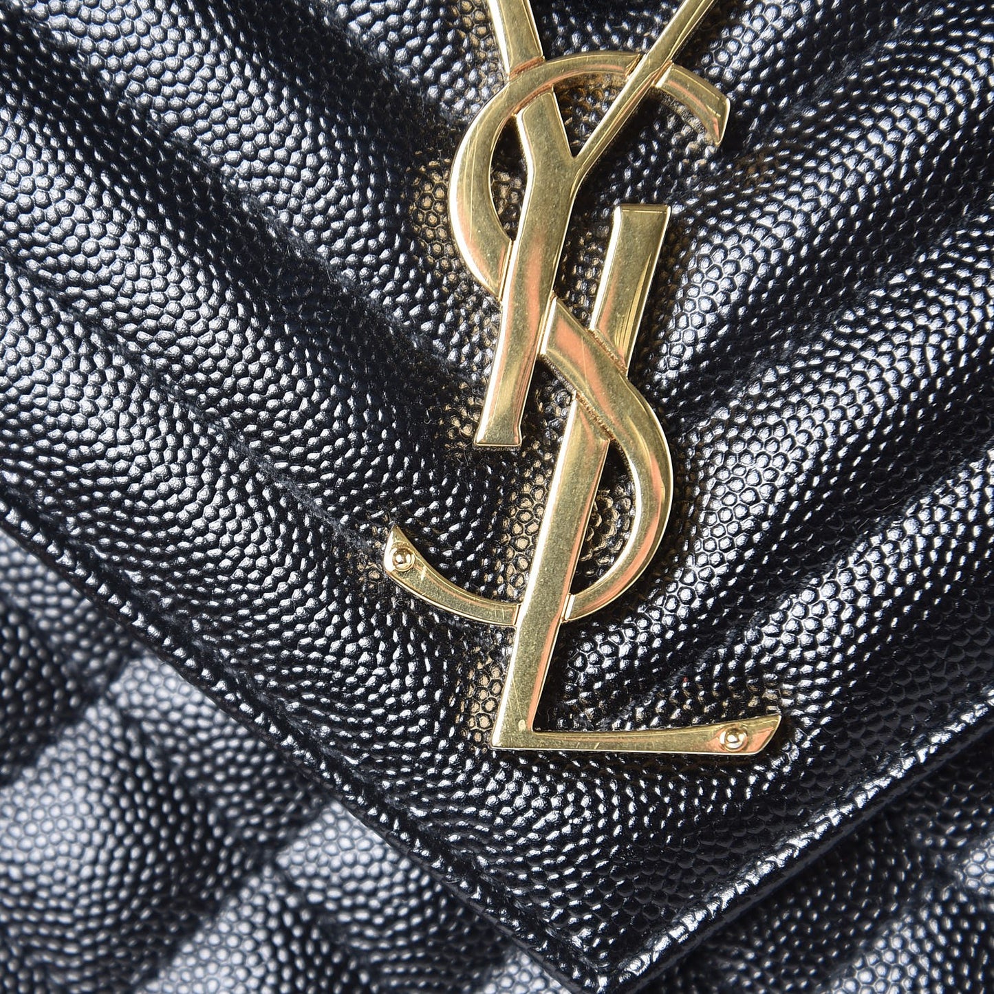Grain De Poudre Textured Mixed Matelasse Large Triquilt Monogram Satchel Black