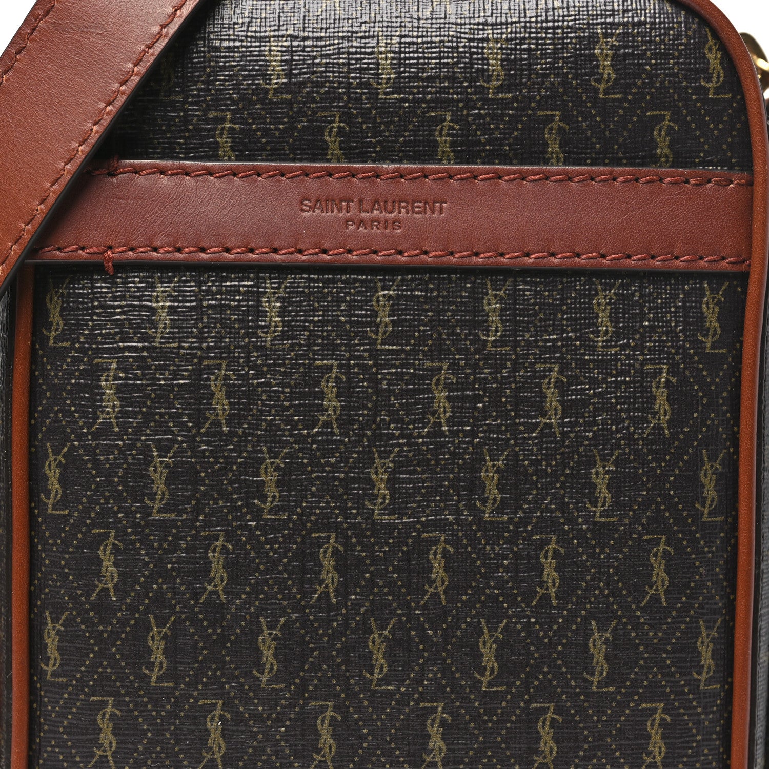 Saint Laurent Canvas Smooth Calfskin Le Monogramme Crossbody Pouch Chestnut 8 of 10