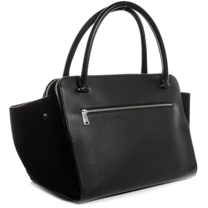 Celine Drummed Calfskin Suede Double Zip Trapeze Black 3 of 9