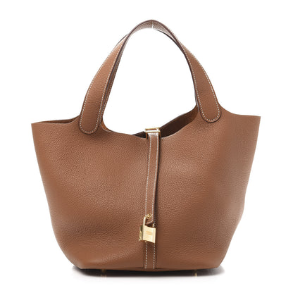 Hermes Taurillon Clemence Picotin Lock 22 MM Gold 1 of 11