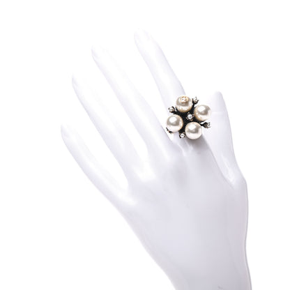 Gucci Metal Pearl Ring 5.25 Aged Gold 2 of 6