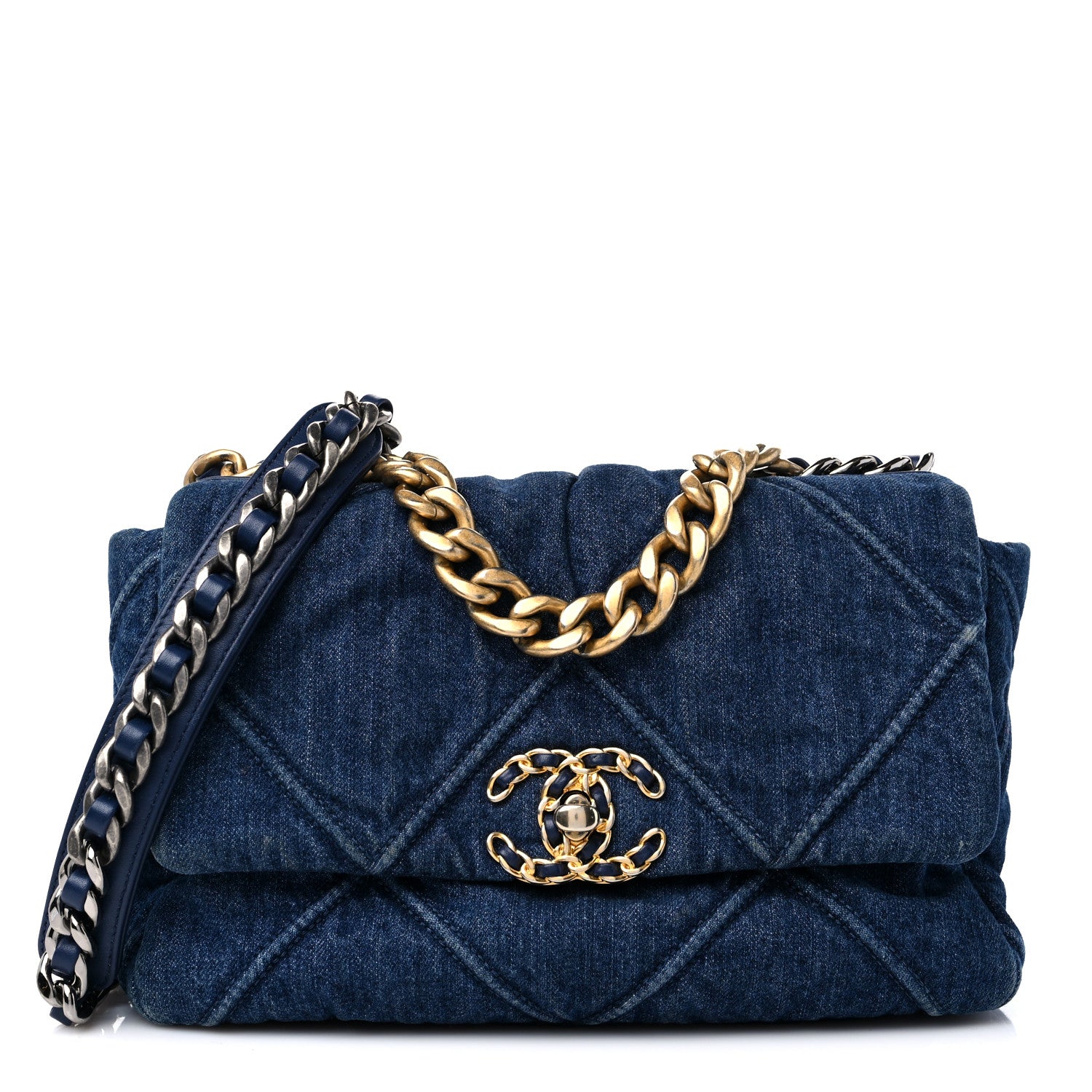 Chanel Denim Quilted Medium Chanel 19 Flap Blue 1 of 10