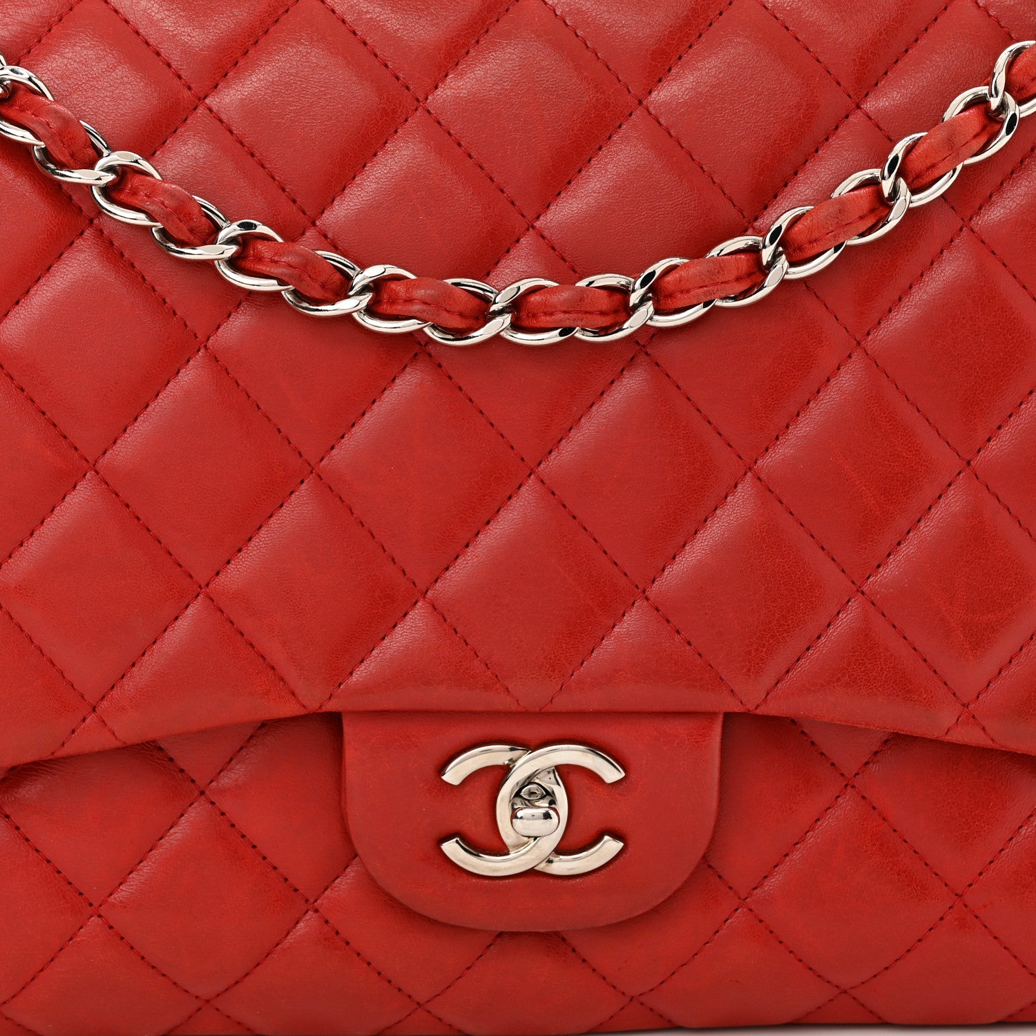 Chanel Lambskin Quilted Maxi Single Flap Red 8 of 14