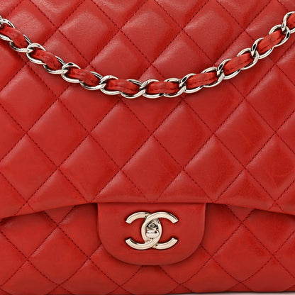 Chanel Lambskin Quilted Maxi Single Flap Red 8 of 14