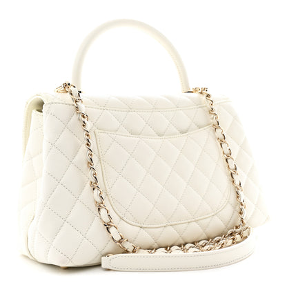 Chanel Caviar Quilted Small Coco Handle Flap White 3 of 11
