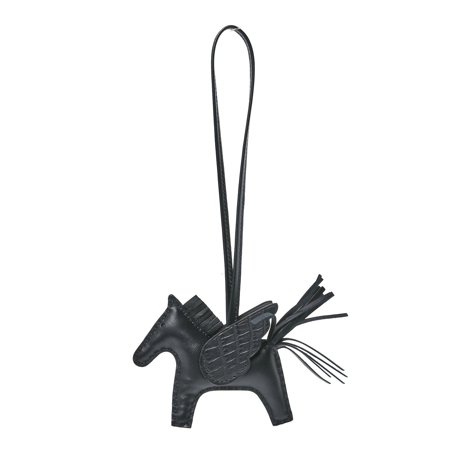 Hermes Milo Lambskin Matte Alligator Touch Grigri Rodeo Pegase Horse Bag Charm PM Black 1 of 5