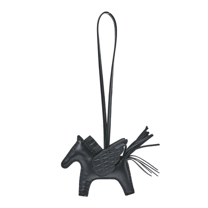 Hermes Milo Lambskin Matte Alligator Touch Grigri Rodeo Pegase Horse Bag Charm PM Black 1 of 5