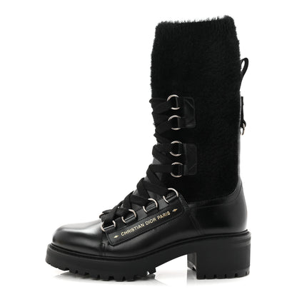 Christian Dior Calfskin Furr Stretch D-Fight Ankle Boots 39.5 Black 1 of 11