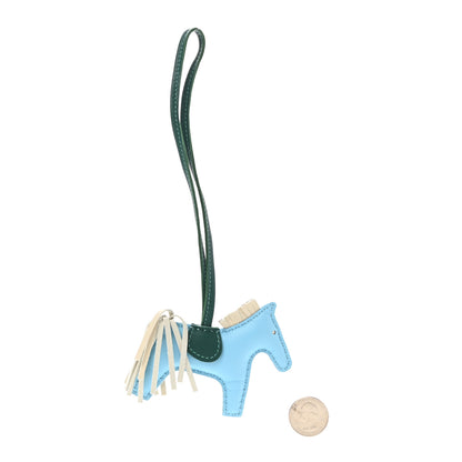 Hermes Milo Lambskin Grigri Rodeo Horse Bag Charm PM Celeste Malachite Craie 2 of 3