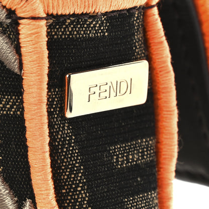 Fendi Fabric Jacquard FF 1974 Plant Embroidered Baguette Tobacco Moro Orange 10 of 14