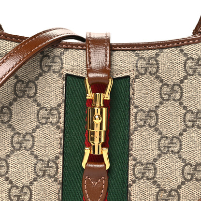 Gucci GG Supreme Monogram Azalea Calfskin Web Mini Jackie 1961 Hobo Beige Ebony Brown Sugar 8 of 10