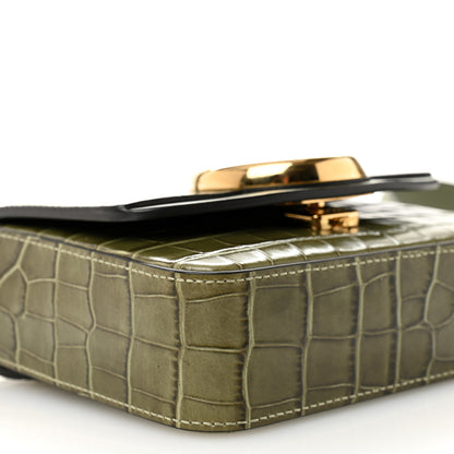 Chloe Calfskin Crocodile Embossed Mini C Double Carry Misty Forest 9 of 10