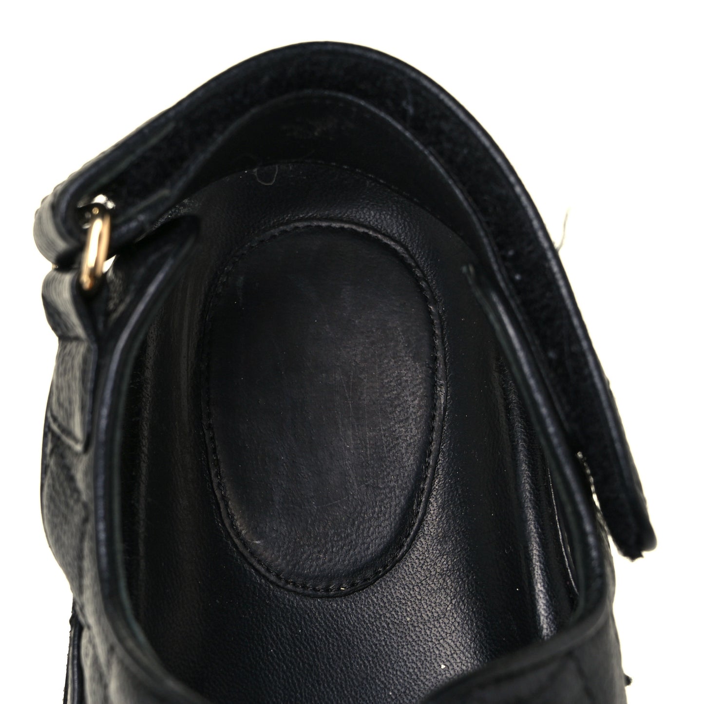 Grained Calfskin Velcro Dad Sandals 37.5 Black