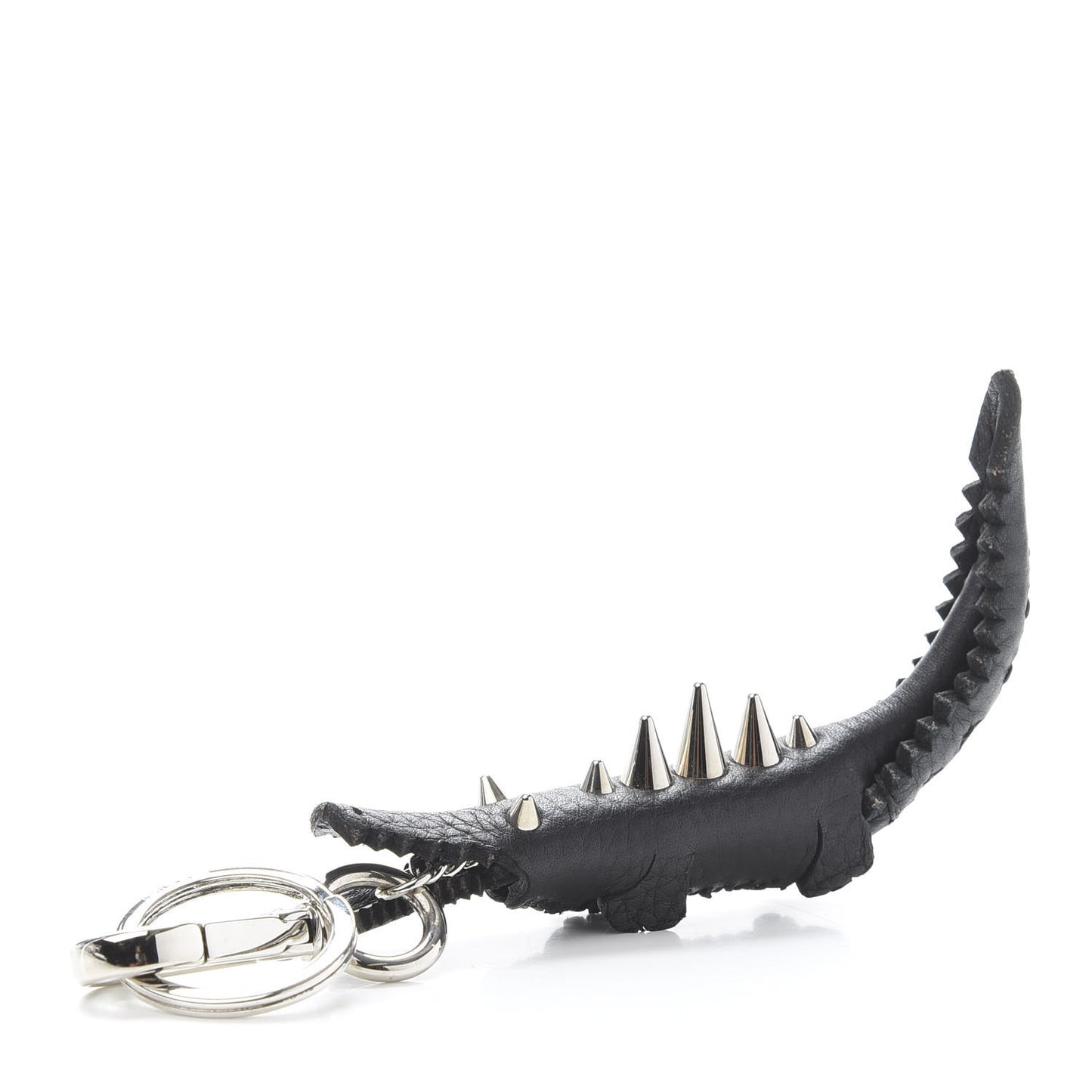 Calfskin Gator Charm Key Fob Black