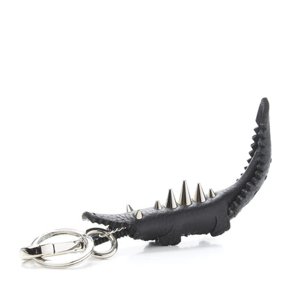 Fendi Calfskin Gator Charm Key Fob Black 6 of 6
