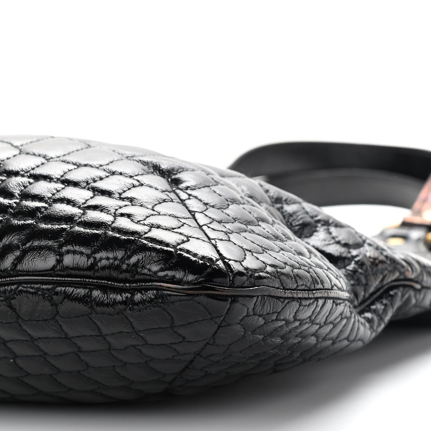 Patent Crocodile Embossed Tribute Tote Black