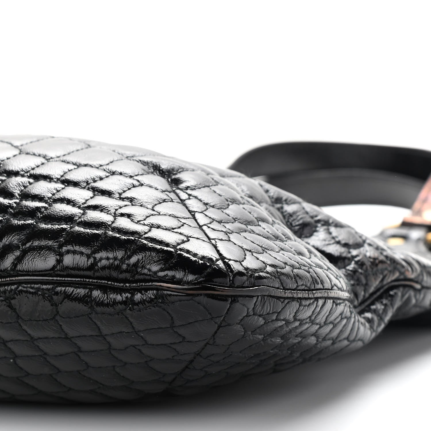 Saint Laurent Patent Crocodile Embossed Tribute Tote Black 9 of 13