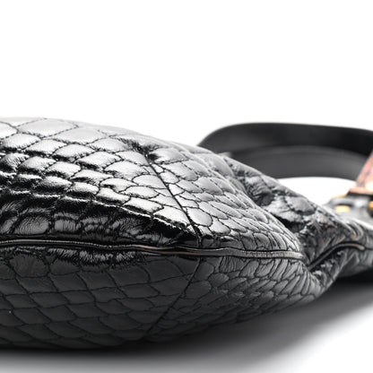 Saint Laurent Patent Crocodile Embossed Tribute Tote Black 9 of 13