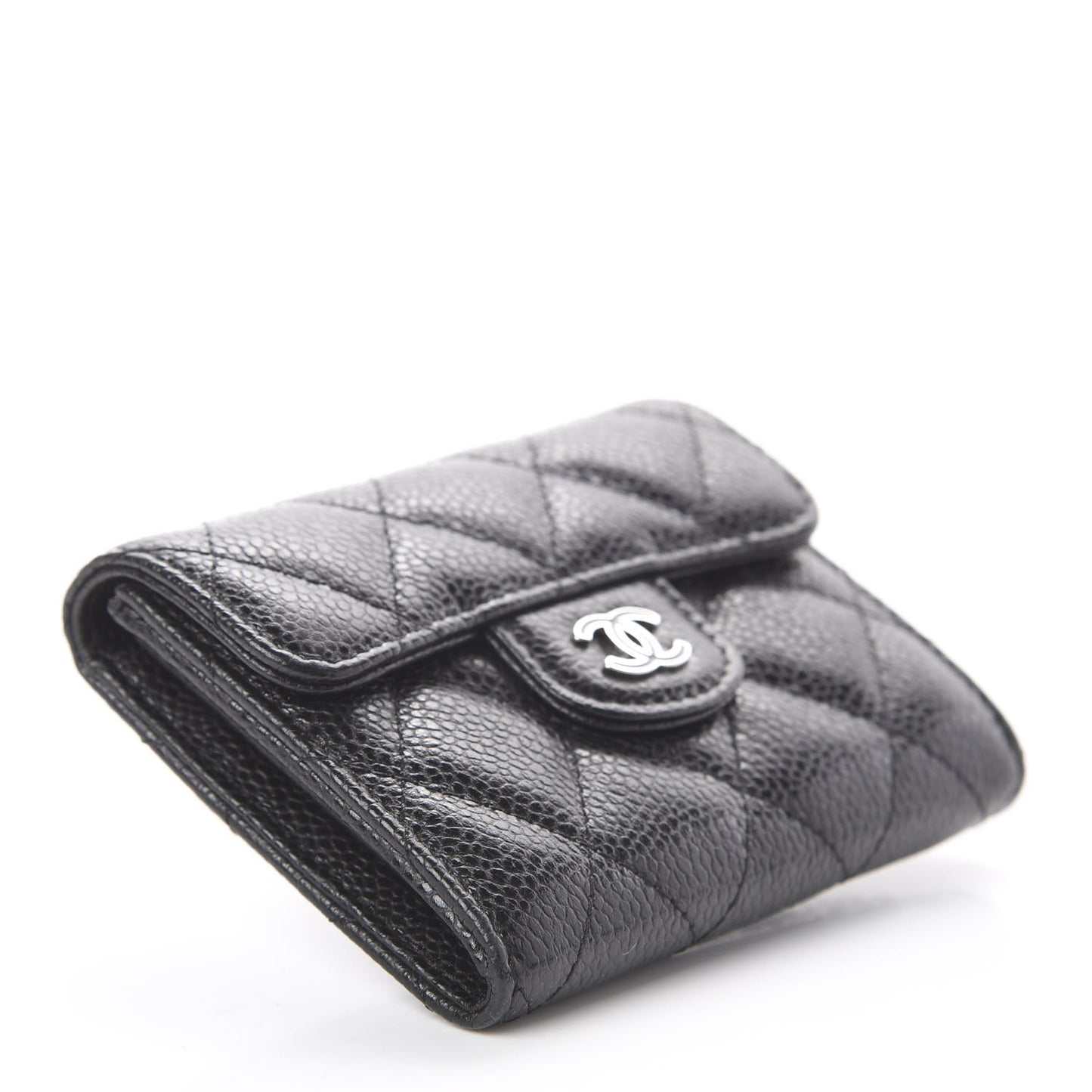 Caviar Quilted Flap Card Holder Black