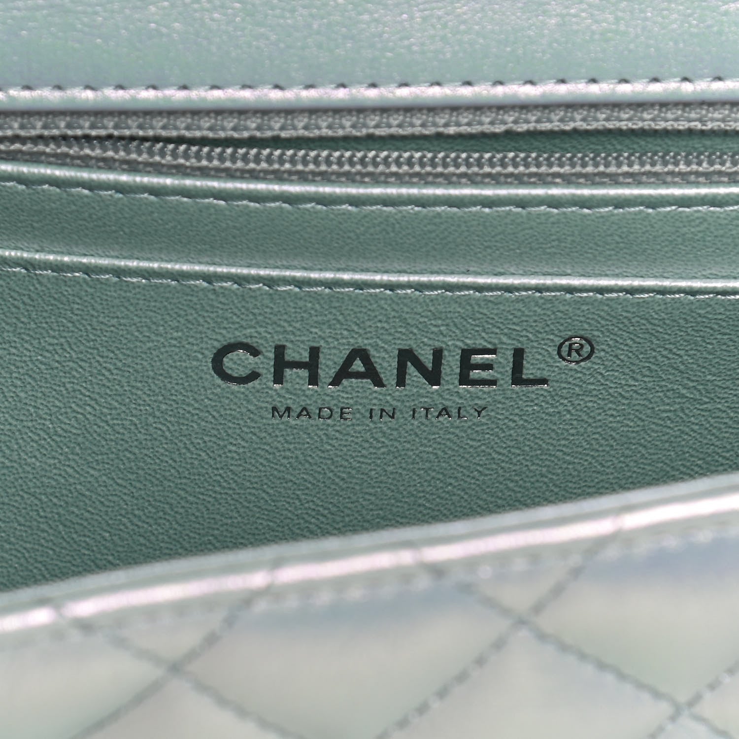 Chanel Iridescent Lambskin Quilted Mini Square Flap Light Blue 6 of 10
