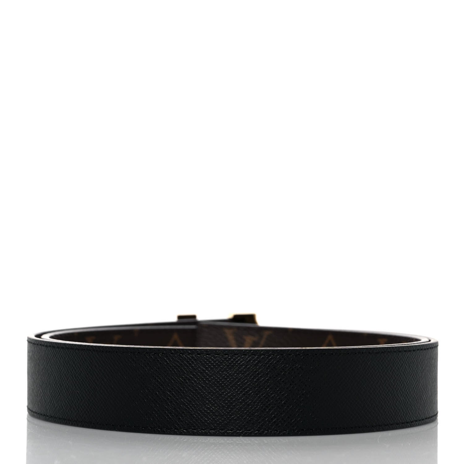 Louis Vuitton Calfskin Monogram 30mm LV Initiales Reversible Belt 85 34 Black 2 of 5