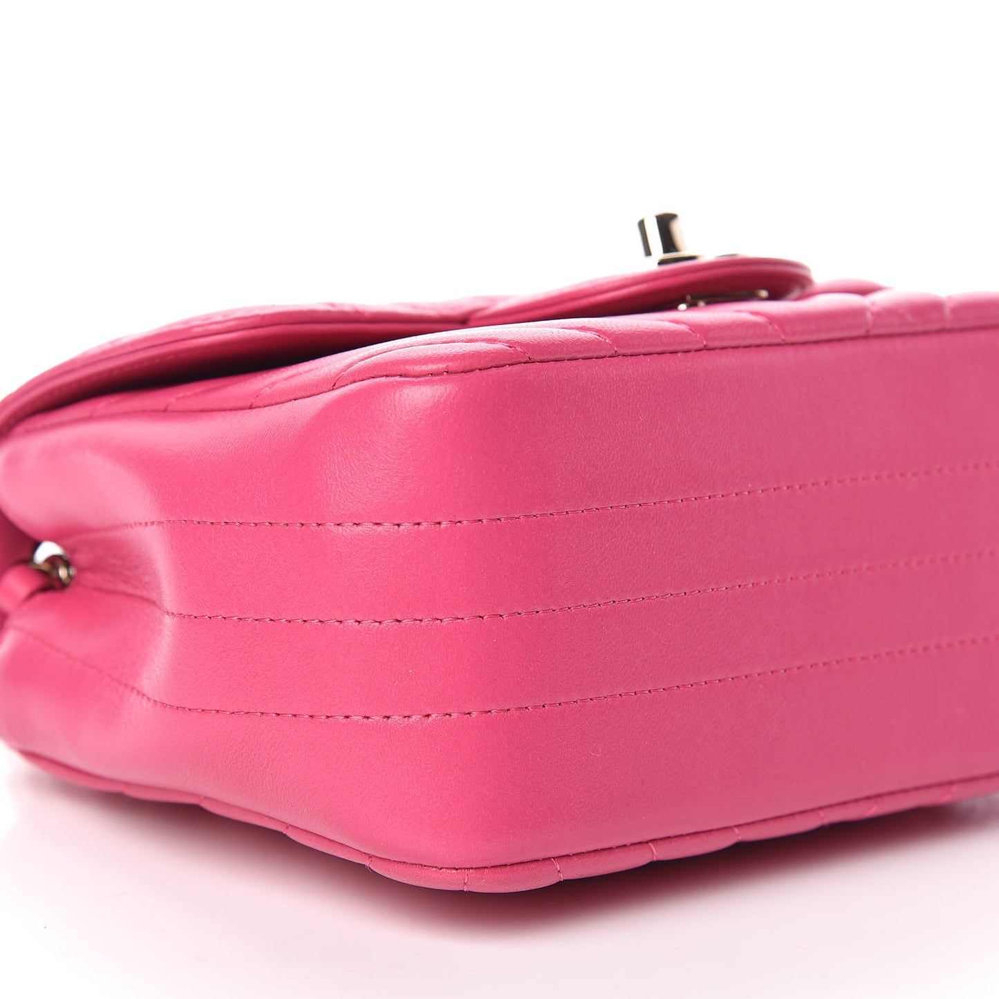 Lambskin Chevron Quilted Mini Square Flap Fuchsia