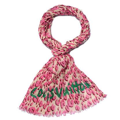 Louis Vuitton Cotton Leopard Pareo Blanc Corail 1 of 7