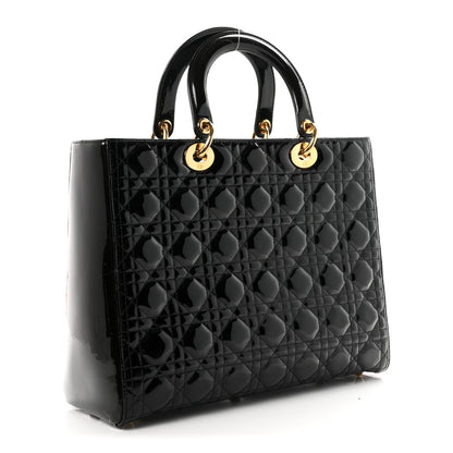 Christian Dior Patent Cannage Large Lady Dior Black 3 of 10