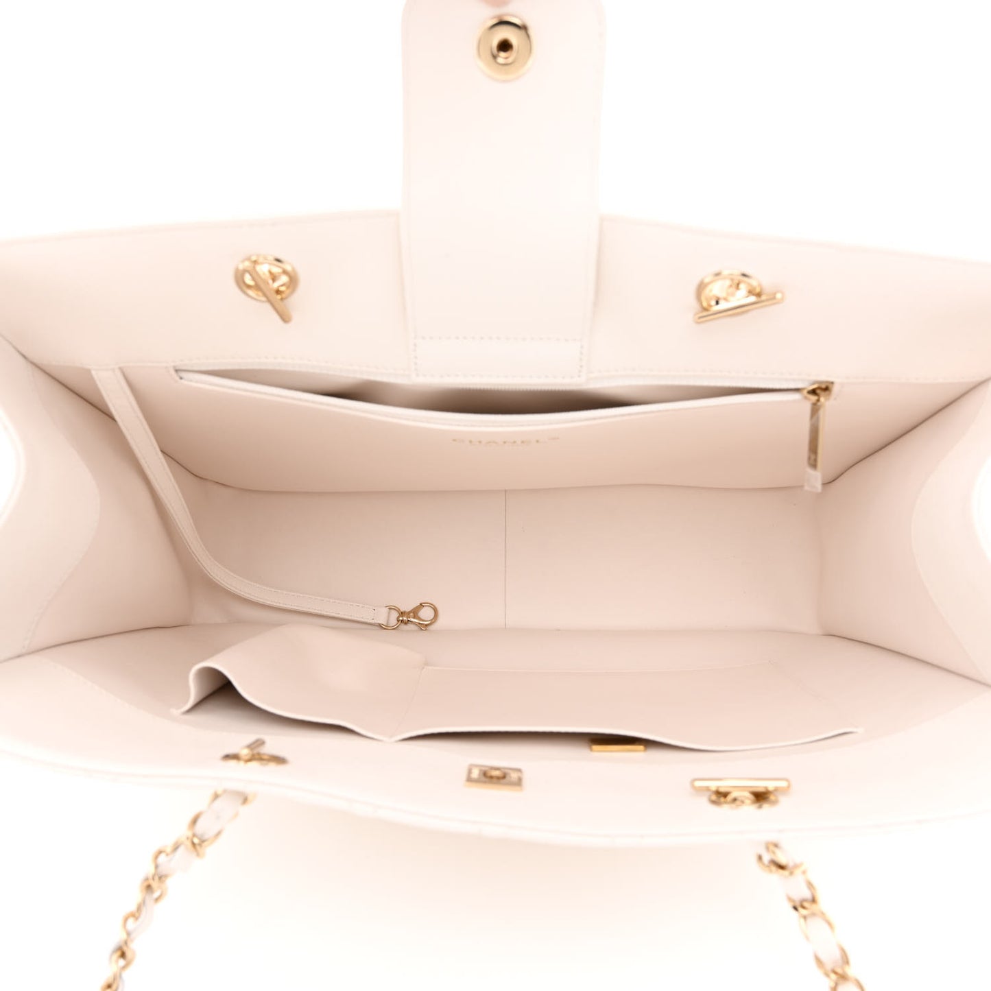 Caviar Quilted Large Classic Shopping Tote White