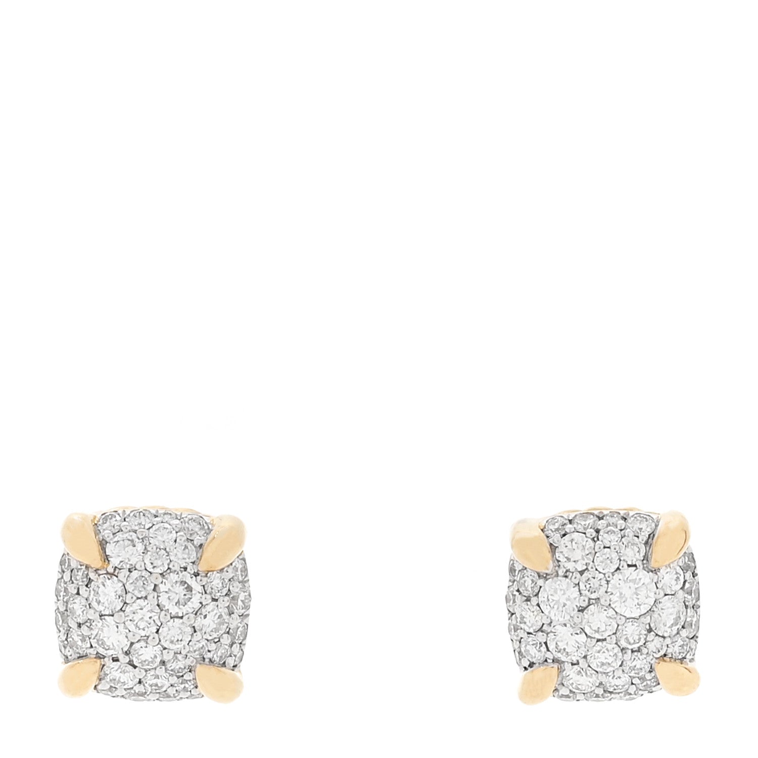 David Yurman 18K Yellow Gold Diamond 8mm Chatelaine Pave Stud Earrings 1 of 5