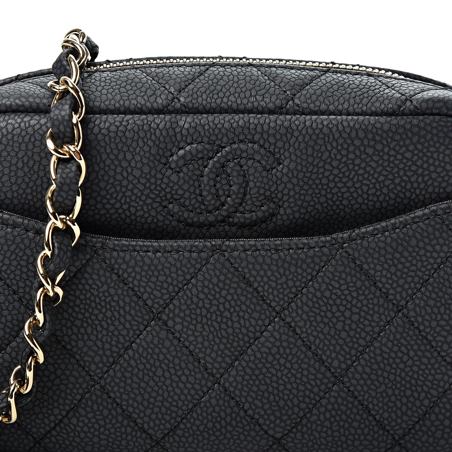 Caviar Quilted Mini Coco Tassel Camera Case Black