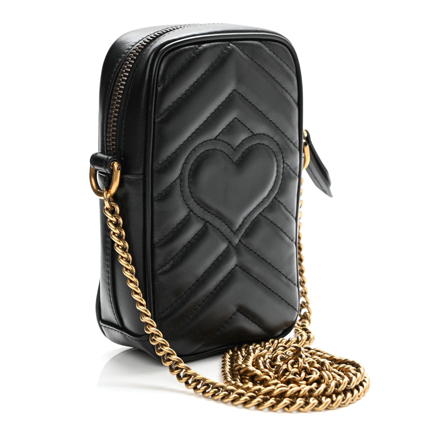 Gucci Calfskin Matelasse Mini GG Marmont Crossbody Bag Black 3 of 11