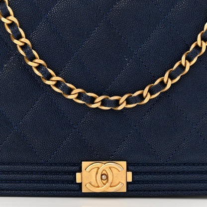 Chanel Caviar Quilted Boy Wallet On Chain WOC Navy 9 of 13