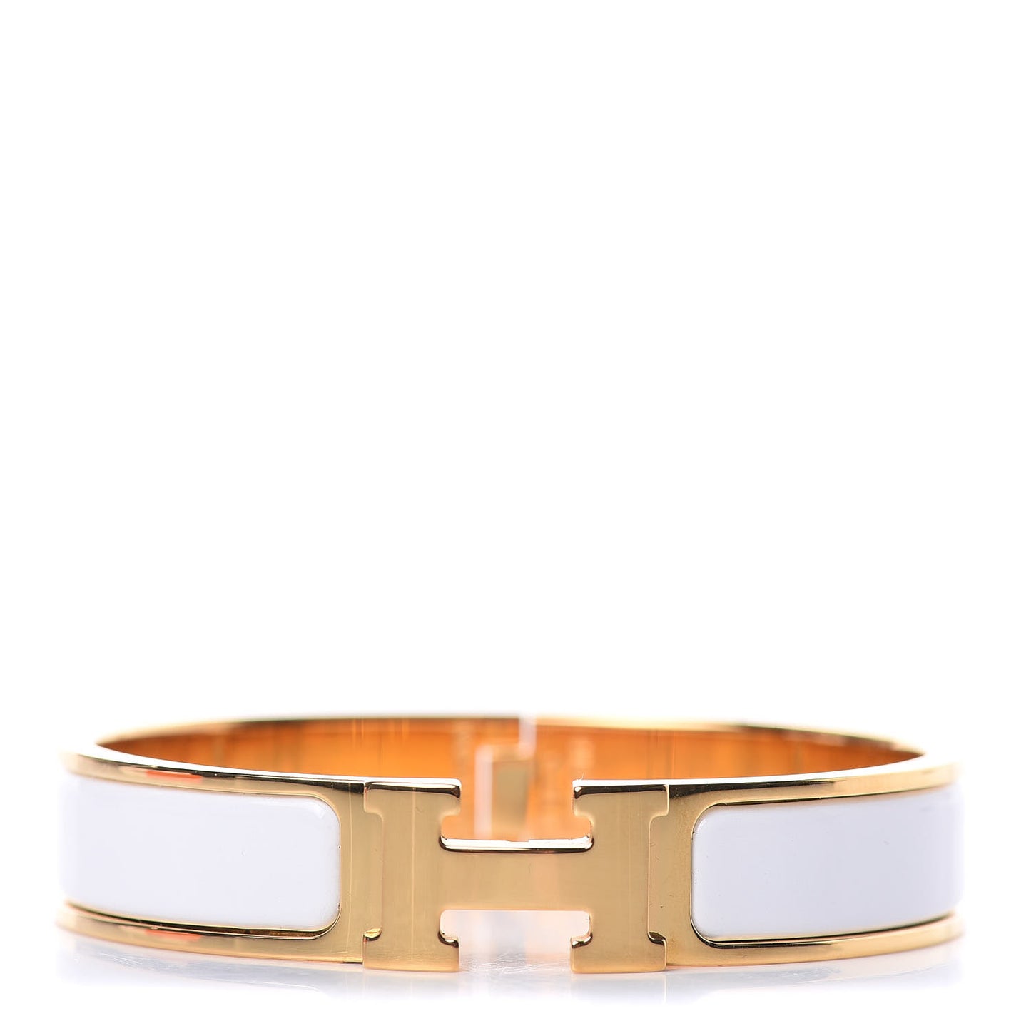 Enamel Narrow Clic Clac H Bracelet PM White