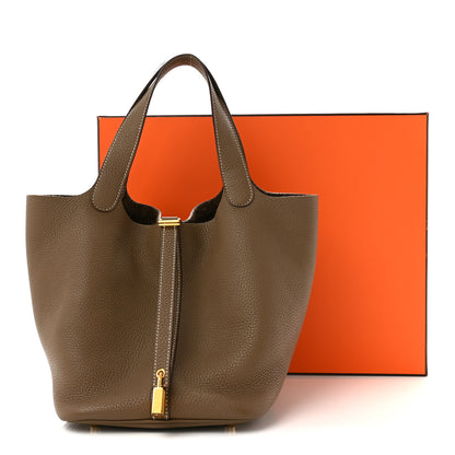 Hermes Taurillon Clemence Picotin Lock 22 MM Etoupe 12 of 12